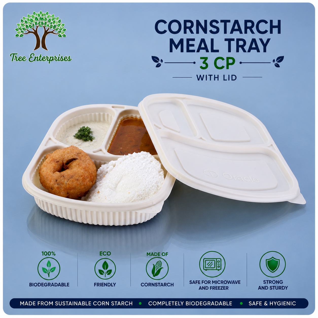 3CP MEAL TRAY WITH LID